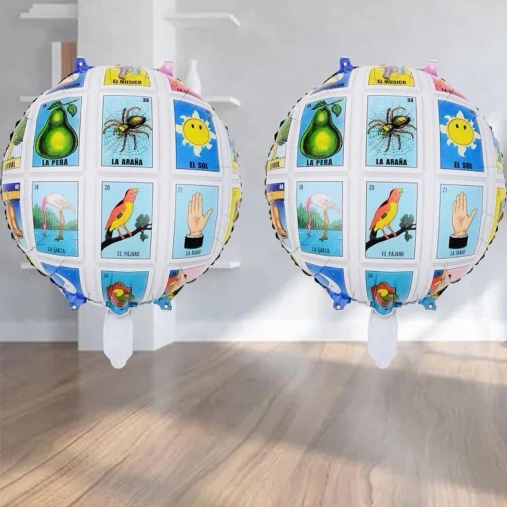 Set of 2 Loteria / Mexican bingo balloons (Party supplies)